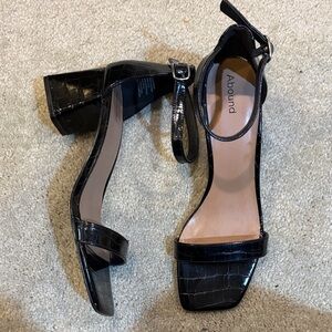 Abound Black Croc-Embossed 2.5 Inch Block Heels-Size 9